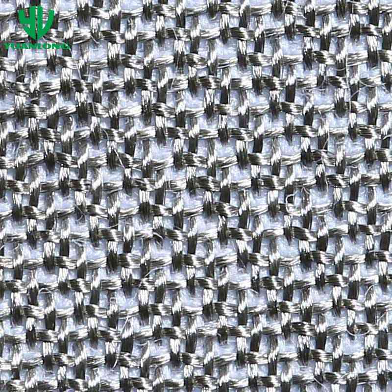 Double-faced Silver Fiber & Cotton Plain Woven Fabric